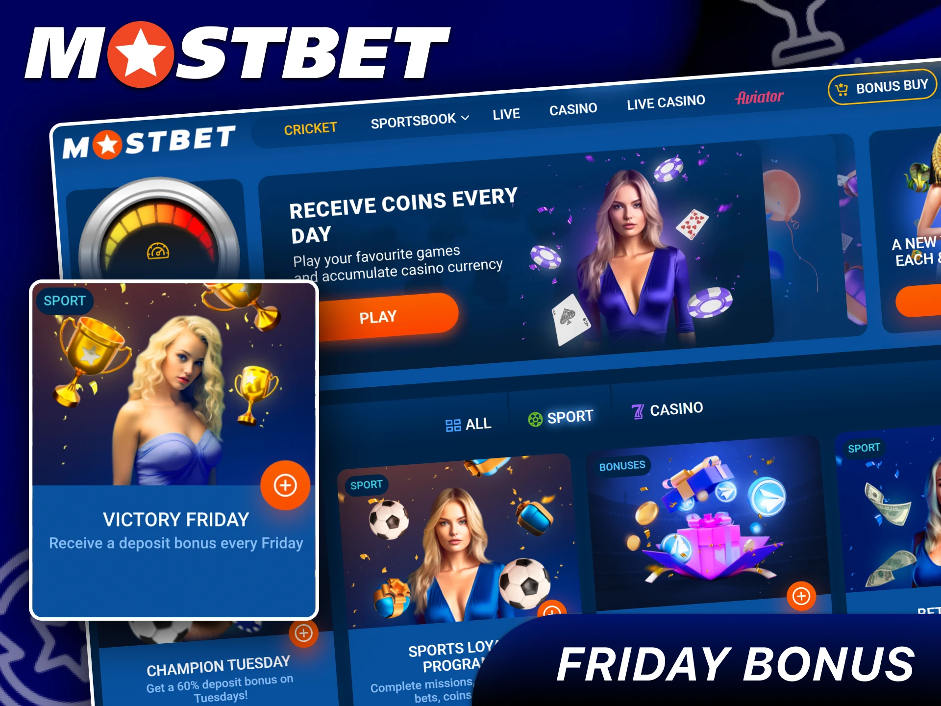 Weekly promotional offers for casino enthusiasts available every Friday on Mostbet.