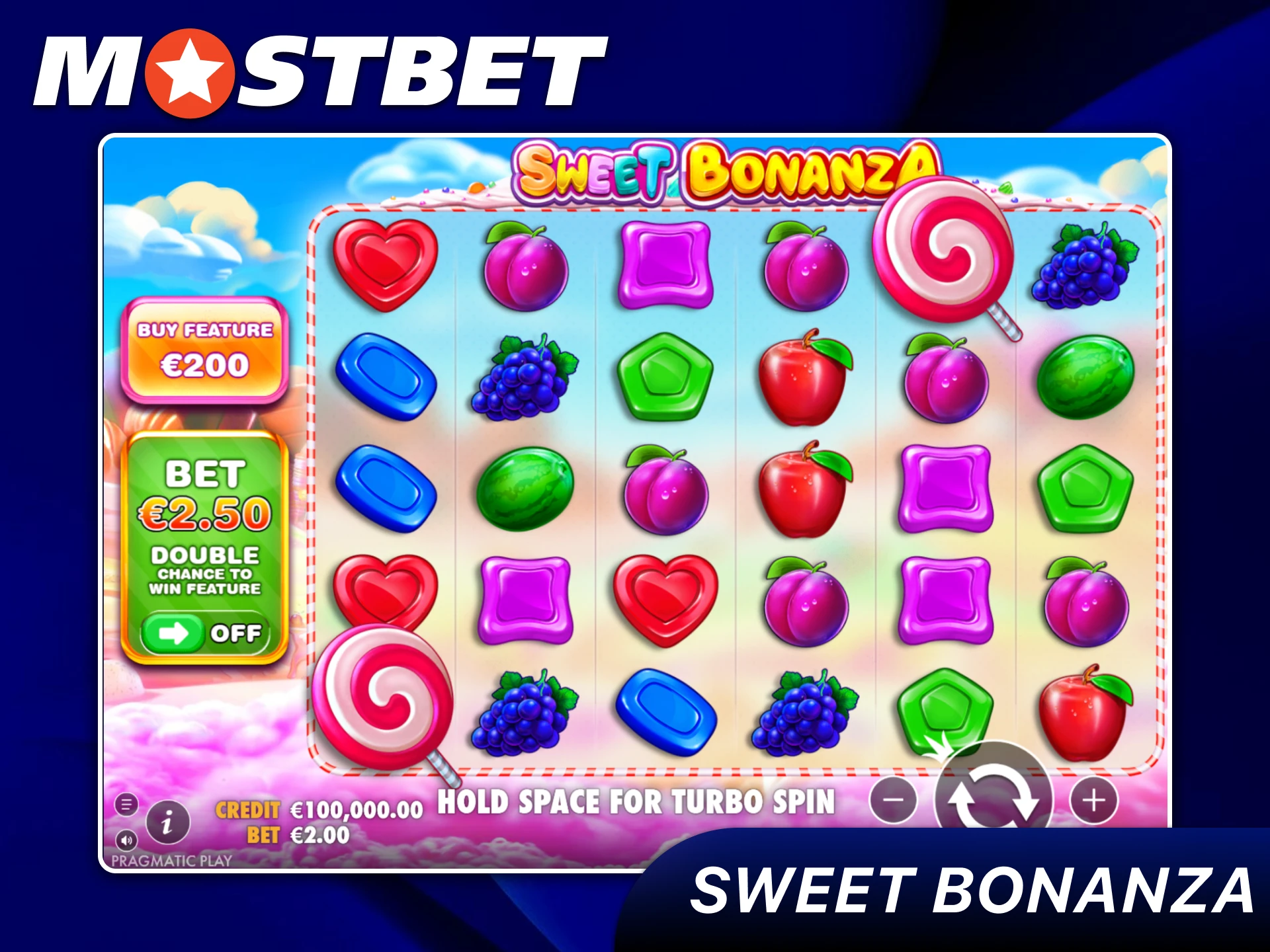 Play the Sweet Bonanza slot game for real money on Mostbet.