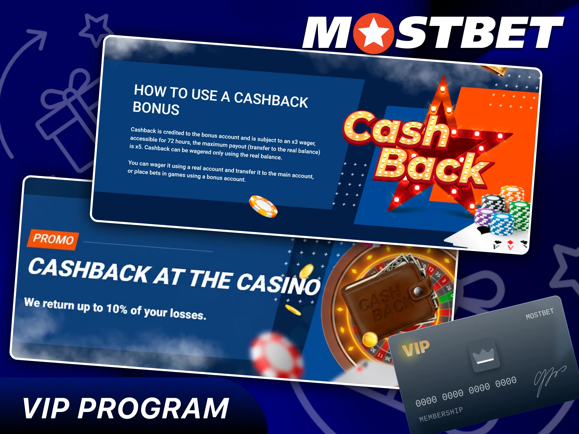 Discover Cashback and VIP Program benefits from official Mostbet.