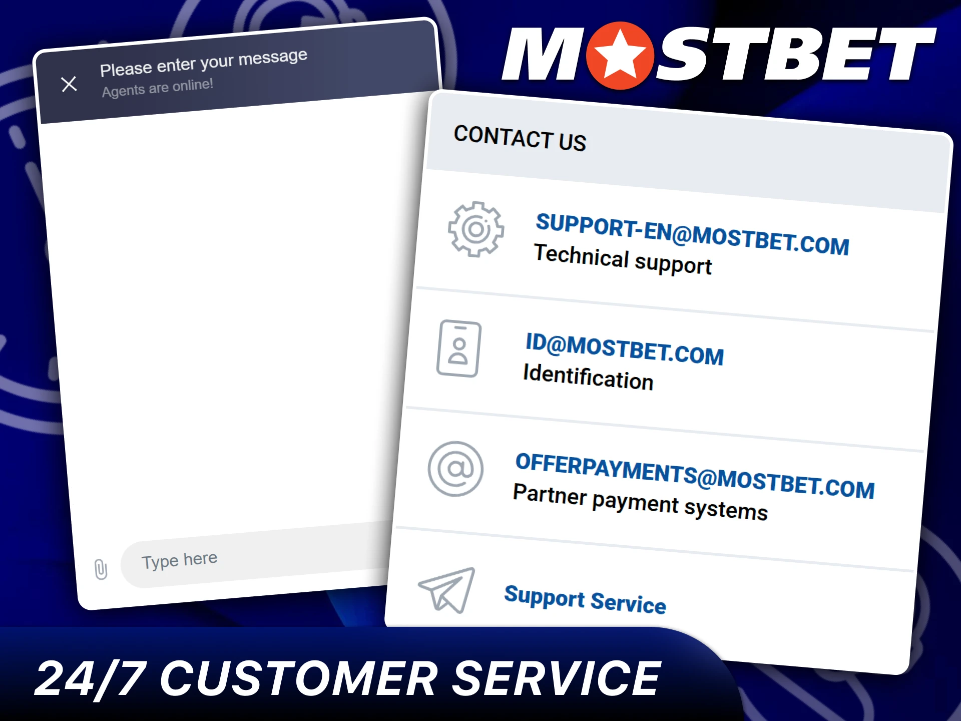 The dedicated help desk providing constant support for Mostbet users.
