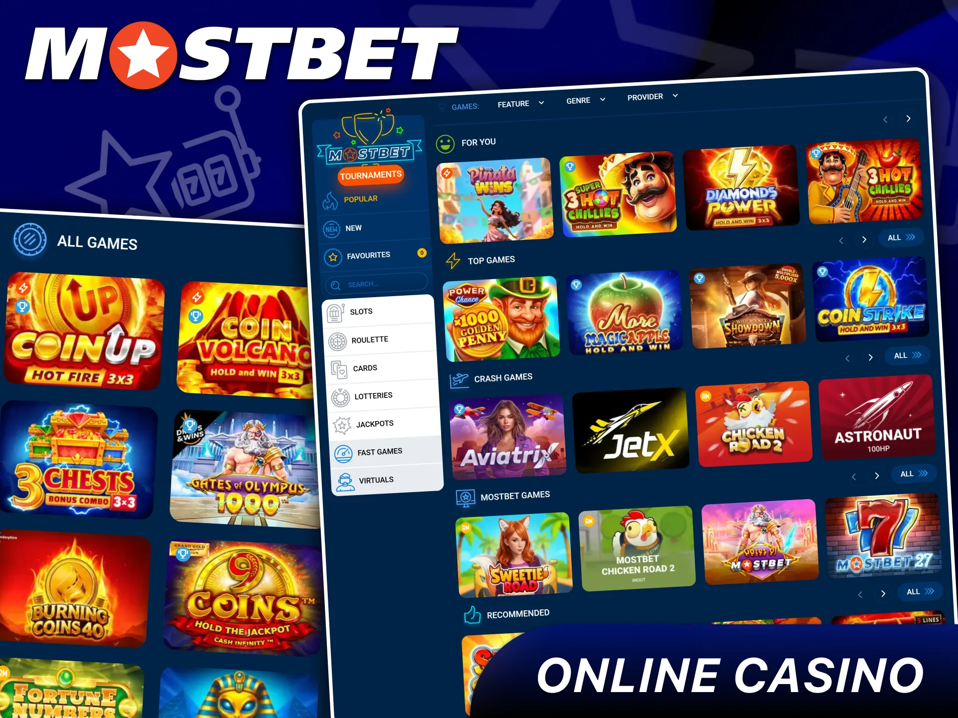 The digital gaming hall featuring diverse casino titles at Mostbet.