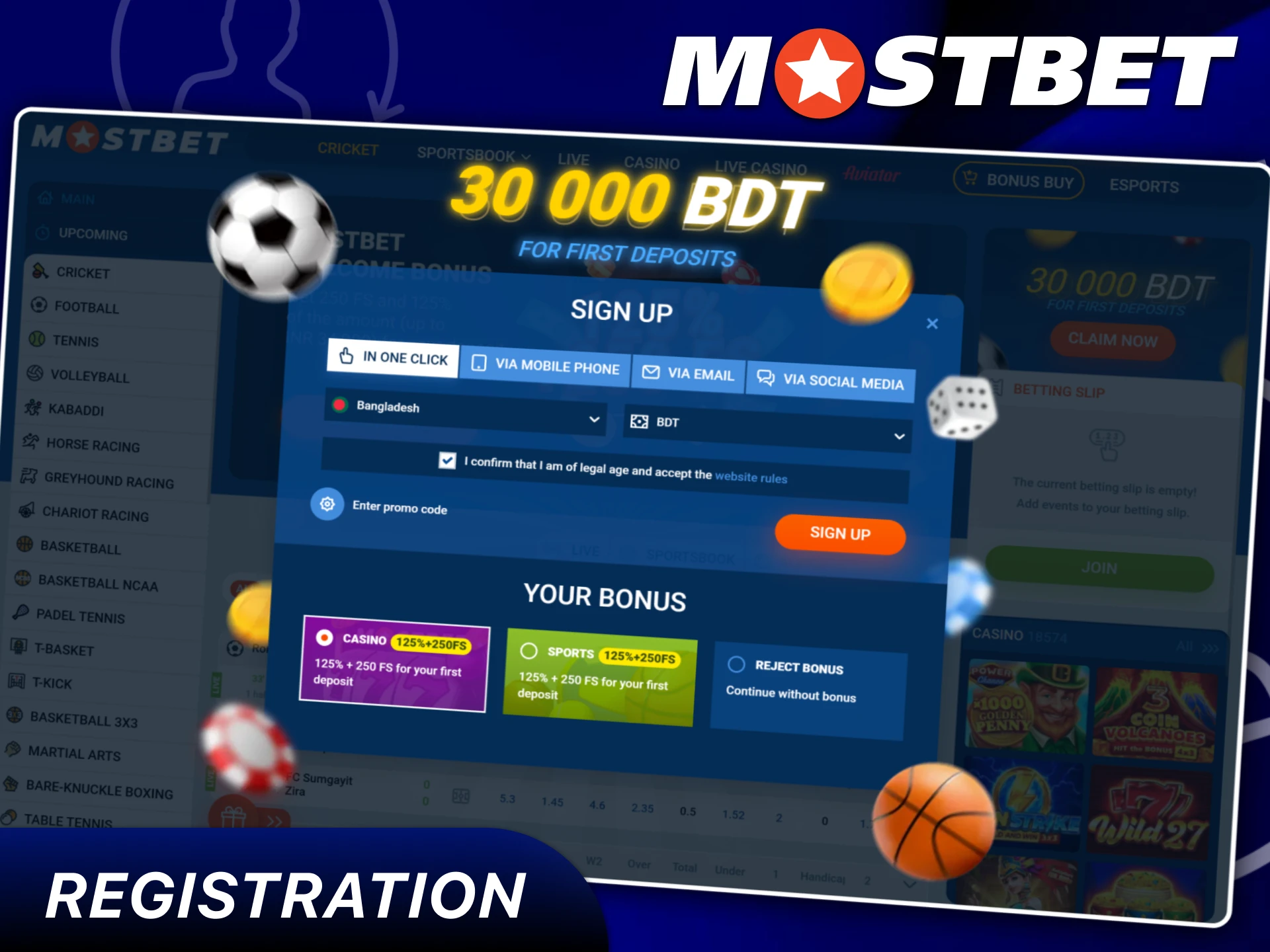 Guide to quickly register on the official Mostbet Bangladesh site.