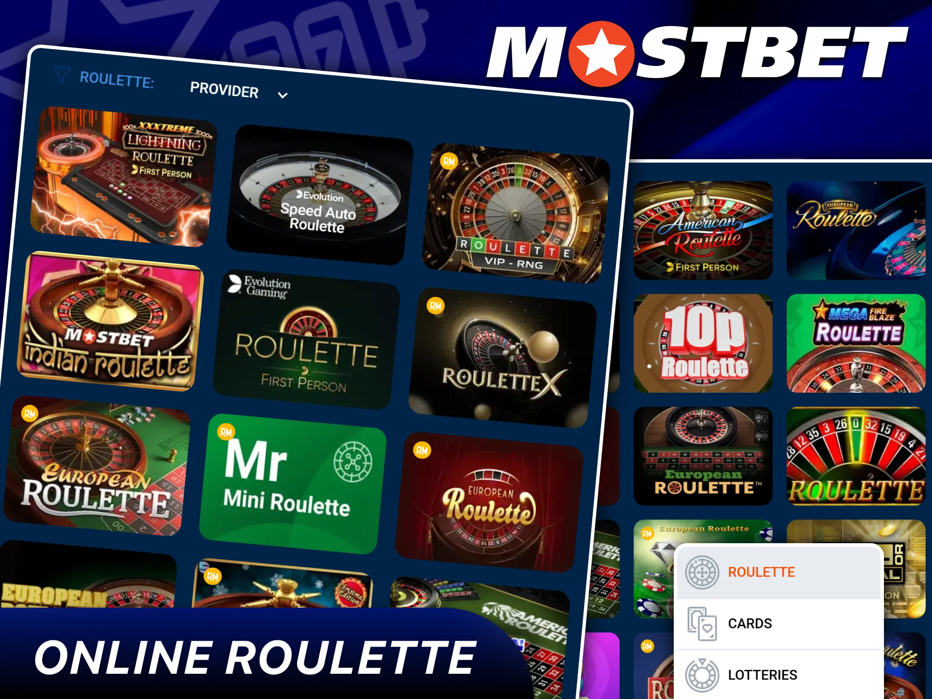 Experience different versions of the roulette wheel at Mostbet.
